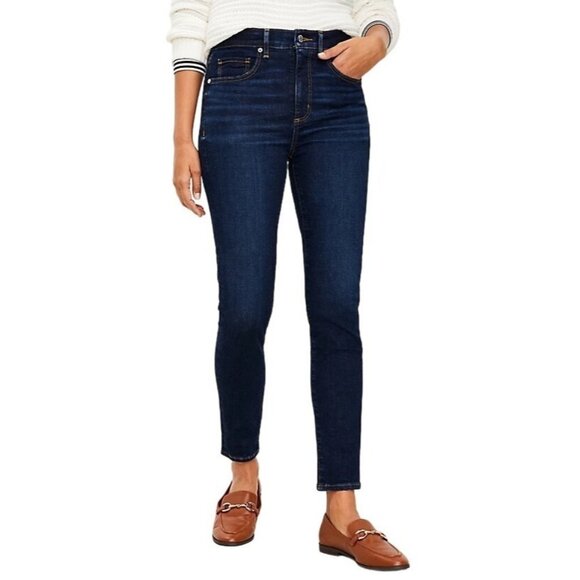 LOFT High Rise Skinny Jeans in Dark Wash Size 27/4 - Picture 1 of 4